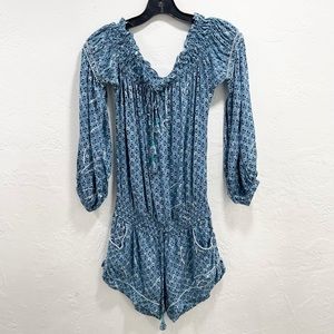 Poupette St Barth Blue Clara Romper Tassel